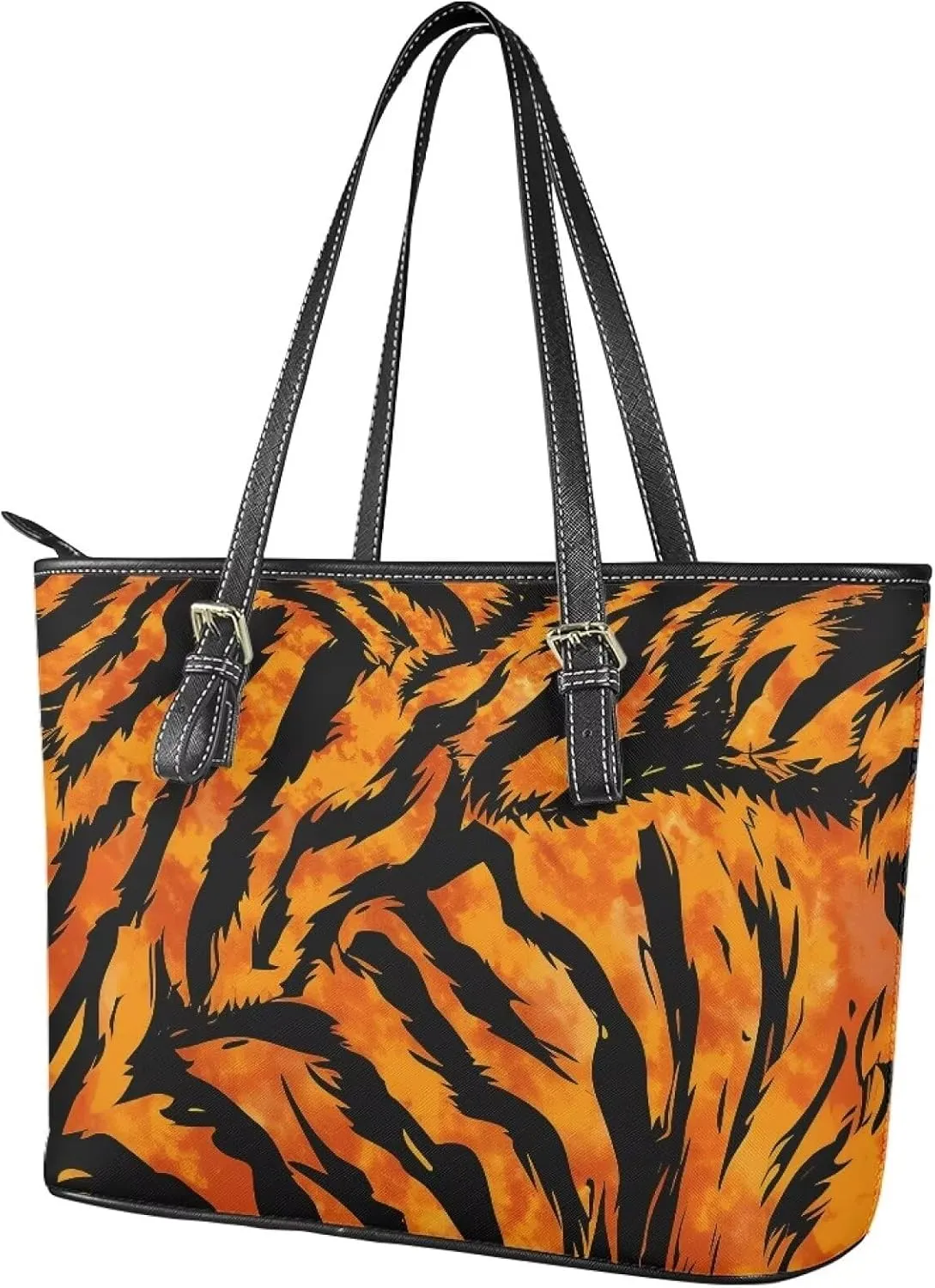 Womens Handbags PU Leather Top-handle Work Purse Large Capacity Zipper Satchel Shoulder Bag