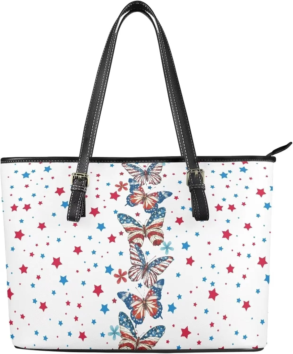 Womens Large Zipper Tote Bag with Pockets Personalized Tote Bags Leather
