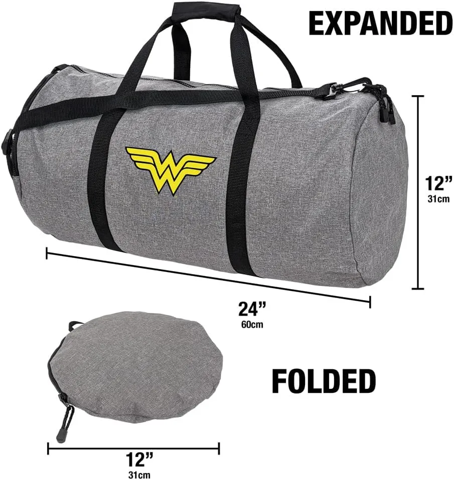 Wonder Woman Classic Logo Lightweight Duffel Bag for Sports and Gym Packable for Travel