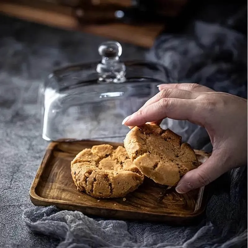 Wood and Glass Butter Dish - Elegant Kitchen Butter Container