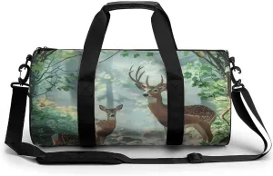 Woodland Deer Large Gym Bag Novelty Lightweight Duffel Bag Travel Tote Bags