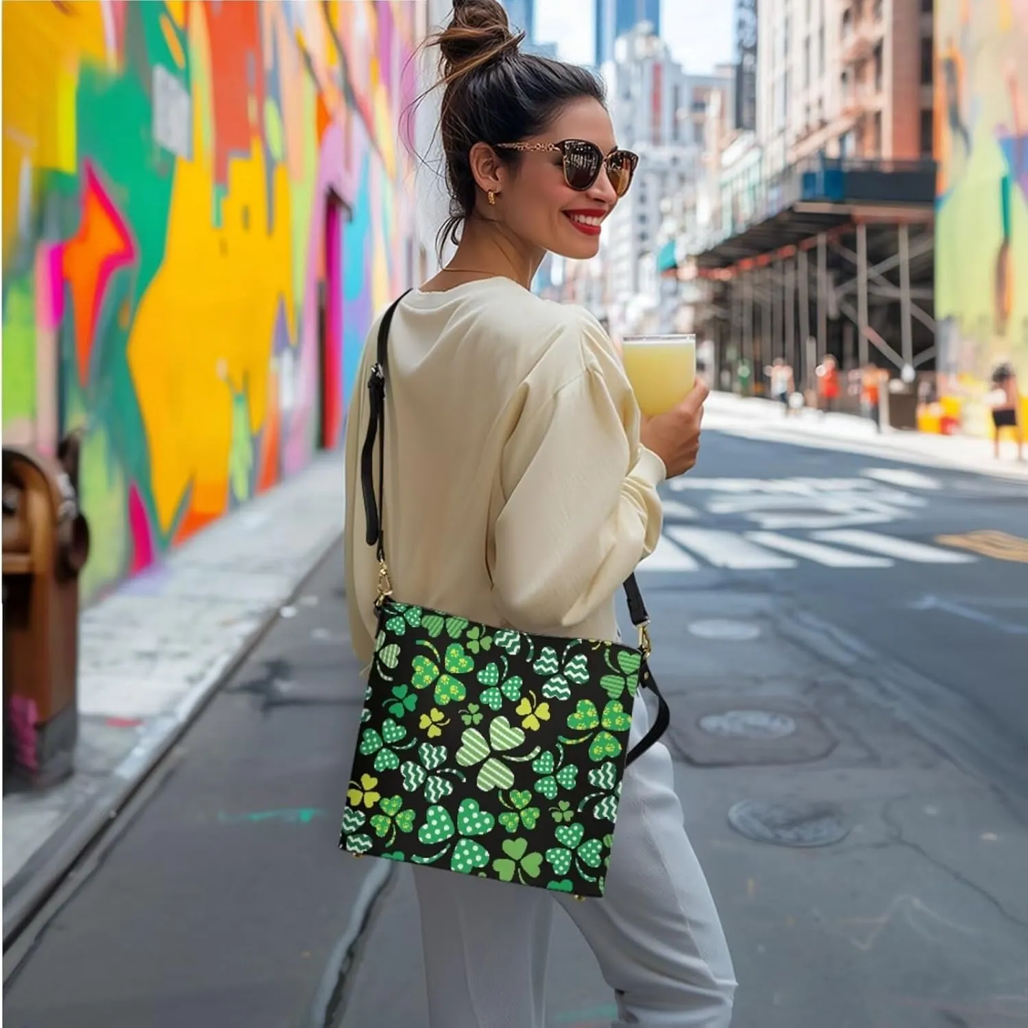 Work Crossbody Bucket Bag Set of 3 Large Shoulder Tote Bag for Women Wallet and Clutch Cosmetic Zipper Handbags