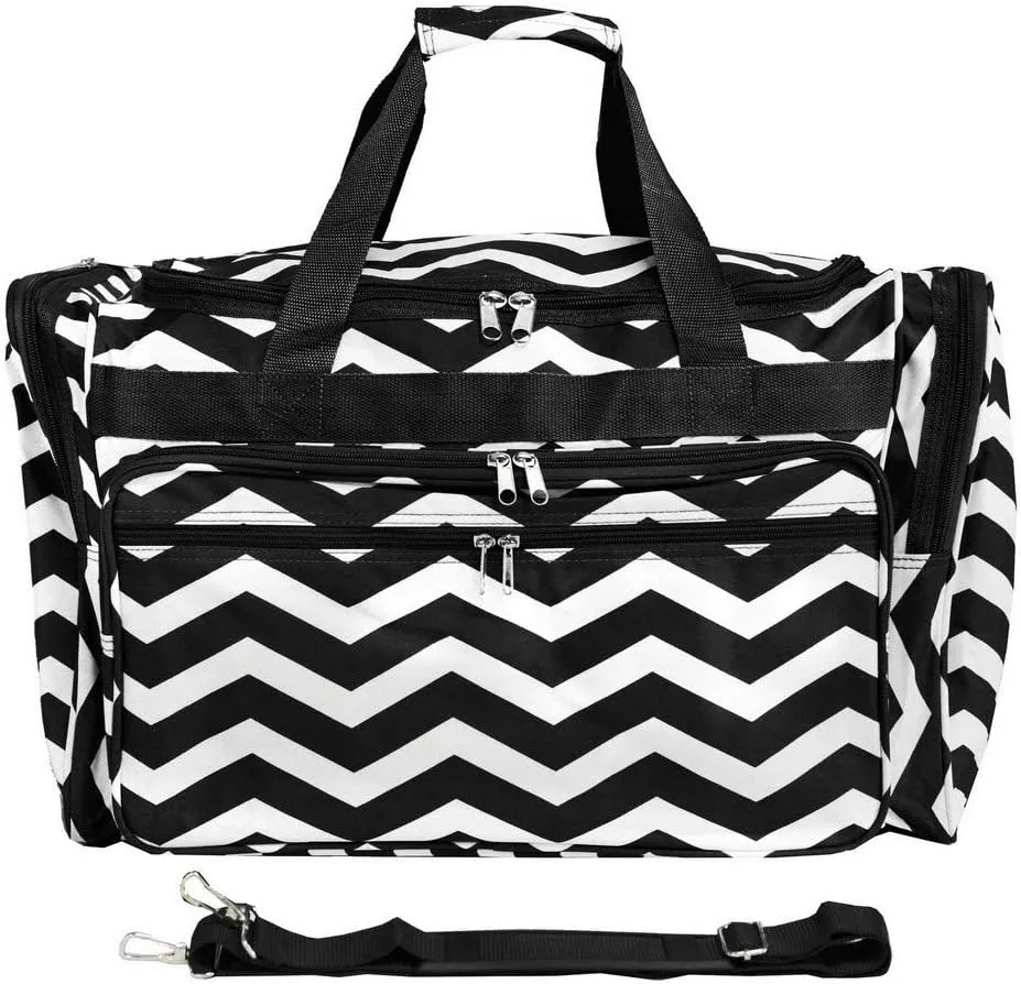 World Traveler Chevron 22" Carry-On Duffel Bag – Lightweight Polyester with Adjustable Shoulder Strap