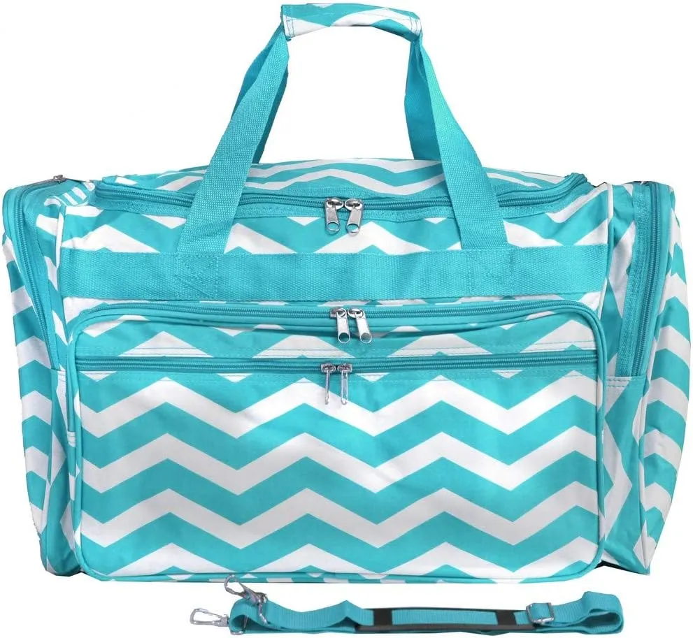 World Traveler Chevron 22" Carry-On Duffel Bag – Lightweight Polyester with Adjustable Shoulder Strap