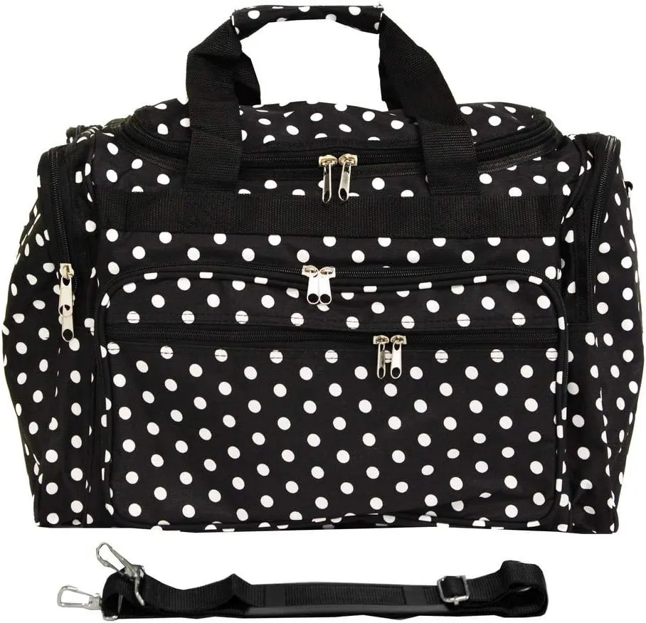 World Traveler Fashion 19-Inch Duffel Bag – Stylish, Versatile, and Perfectly Sized for Every Adventure, Black White Dot