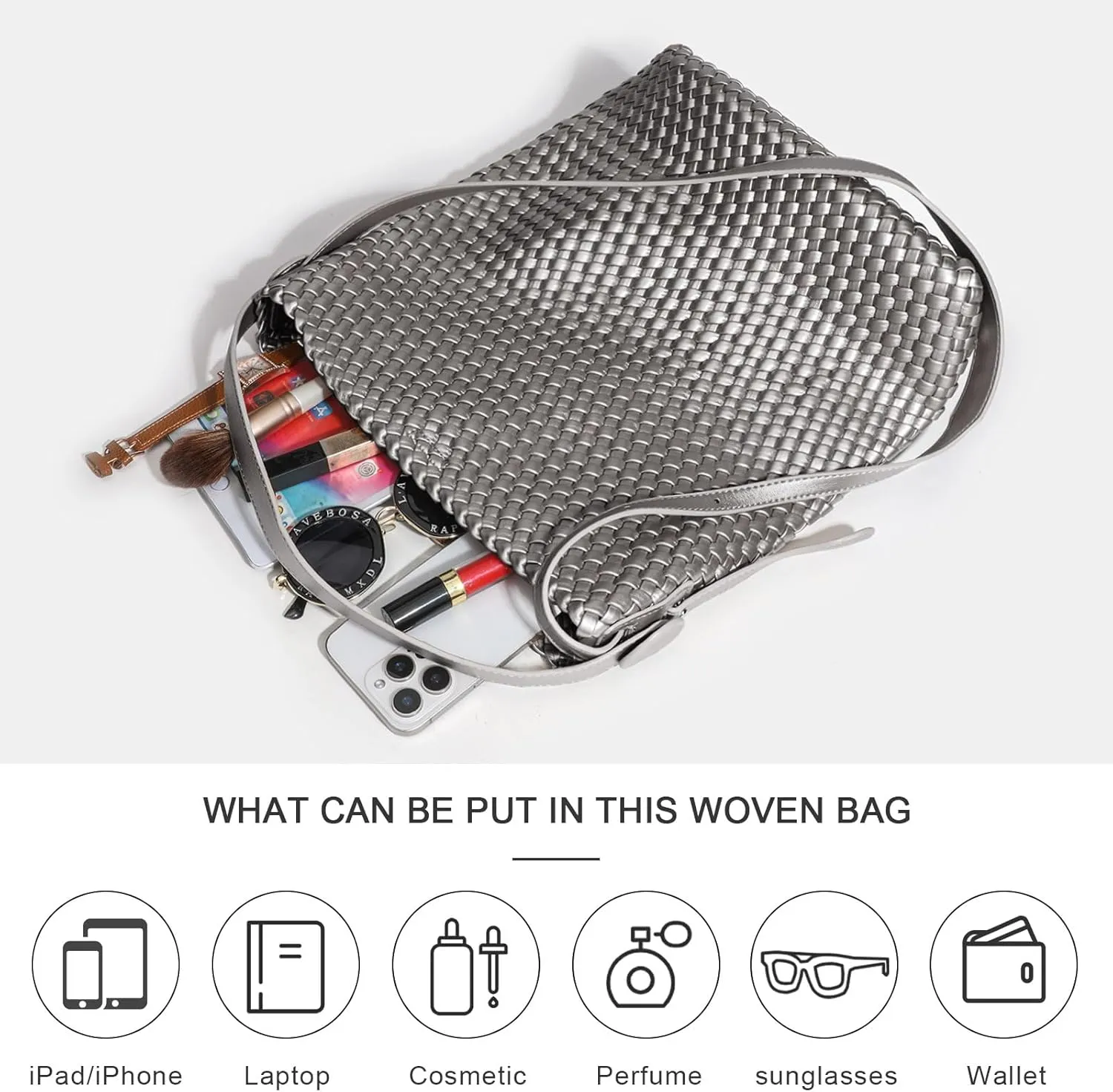 Woven Leather Tote Bag for Women Large Woven purses shoulder bag Fashion Shopping Travel Handbags