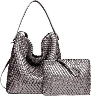 Woven Leather Tote Bag for Women Large Woven purses shoulder bag Fashion Shopping Travel Handbags