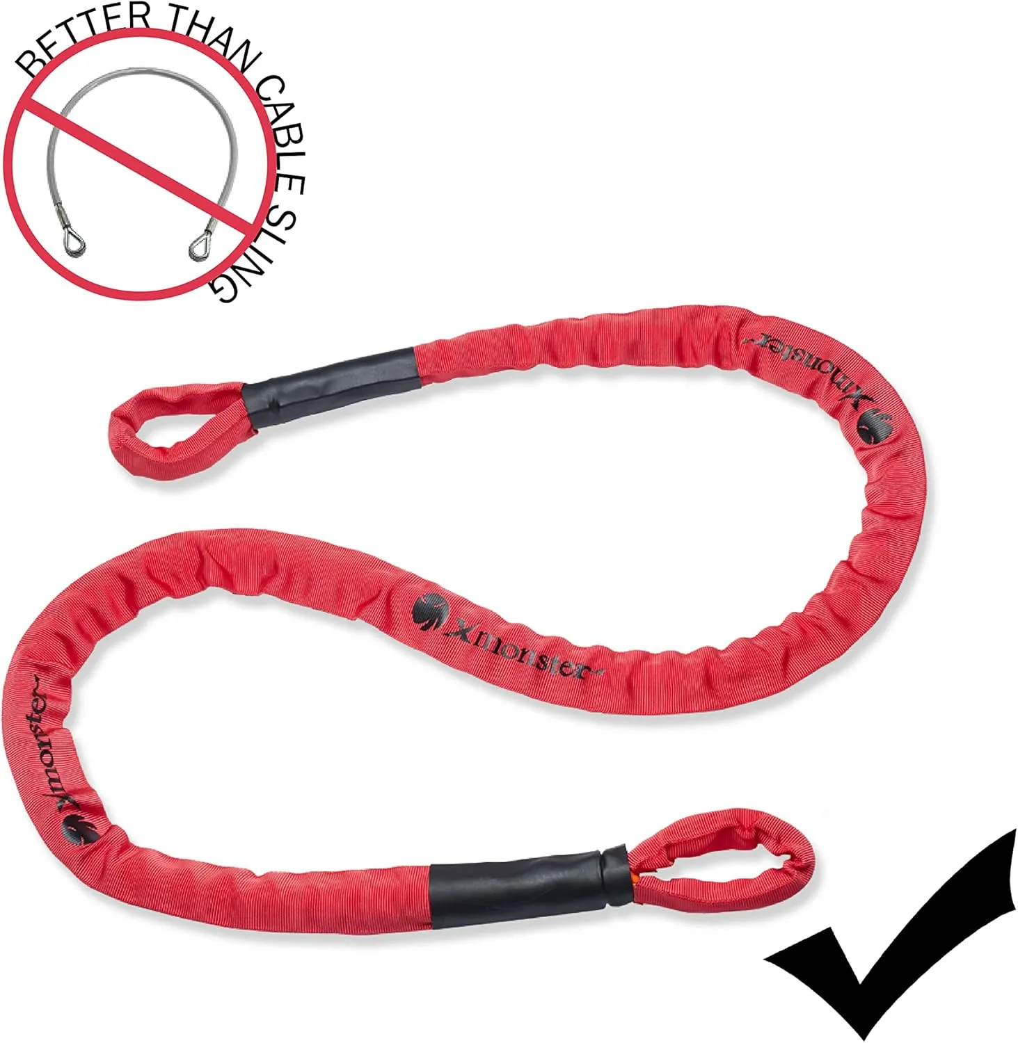 Xmonster Rhino 80 High Strength Anchor Sling Climbing Utility Safety Cord 3/8"×59" (Breaking Strength 80kN/8100kgf) Safety Lanyards for Rope Access and Rescue Tree Saver Tow Rope