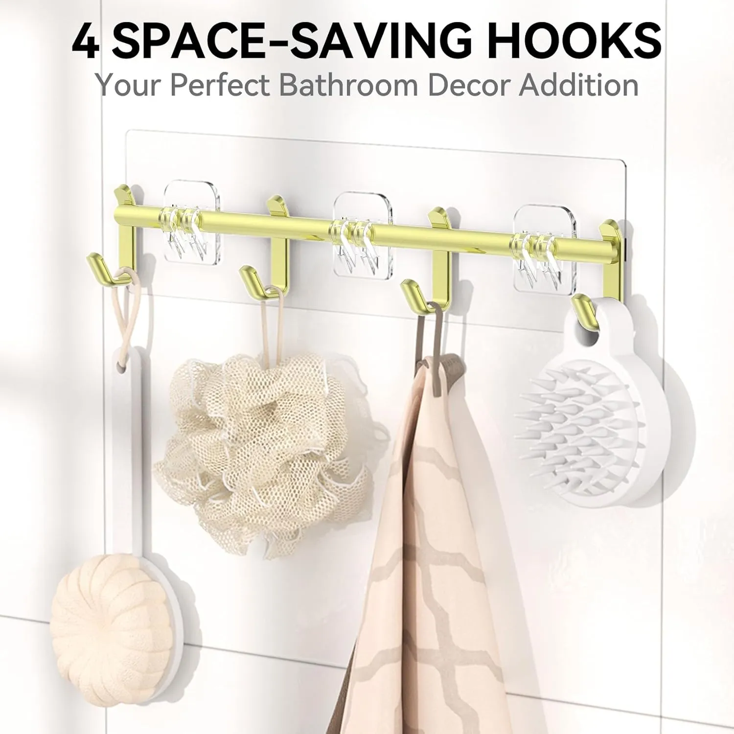 YASONIC Shower Caddy, 6 Pack Large Capacity Bath Organizer with Soap Holder and 12 Hooks, Rustproof Shower Shelves for Inside Shower, No Drilling&Sleek Bathroom Organizers and Storage Gold
