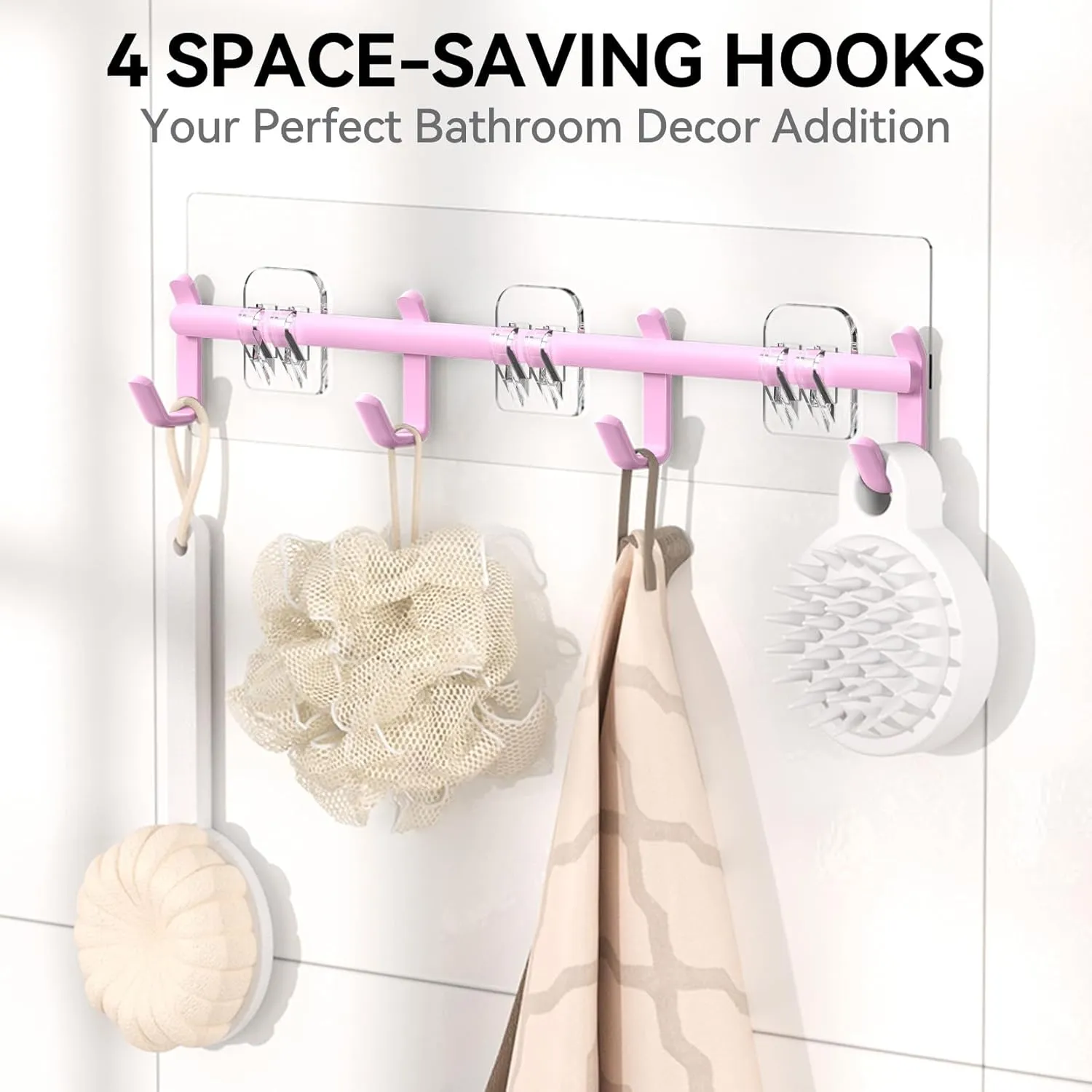YASONIC Shower Caddy, 6 Pack Large Capacity Bath Organizer with Soap Holder and 12 Hooks, Rustproof Shower Shelves for Inside Shower, No Drilling&Sleek Bathroom Organizers and Storage Pink
