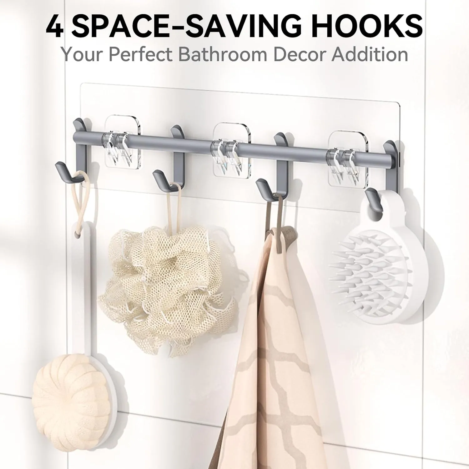 YASONIC Shower Caddy, 6 Pack Large Capacity shower Organizer with Soap Holder and 12 Hooks, Rustproof Shower Shelves for Inside Shower, No Drilling&Sleek Bathroom Organizers and Storage Grey