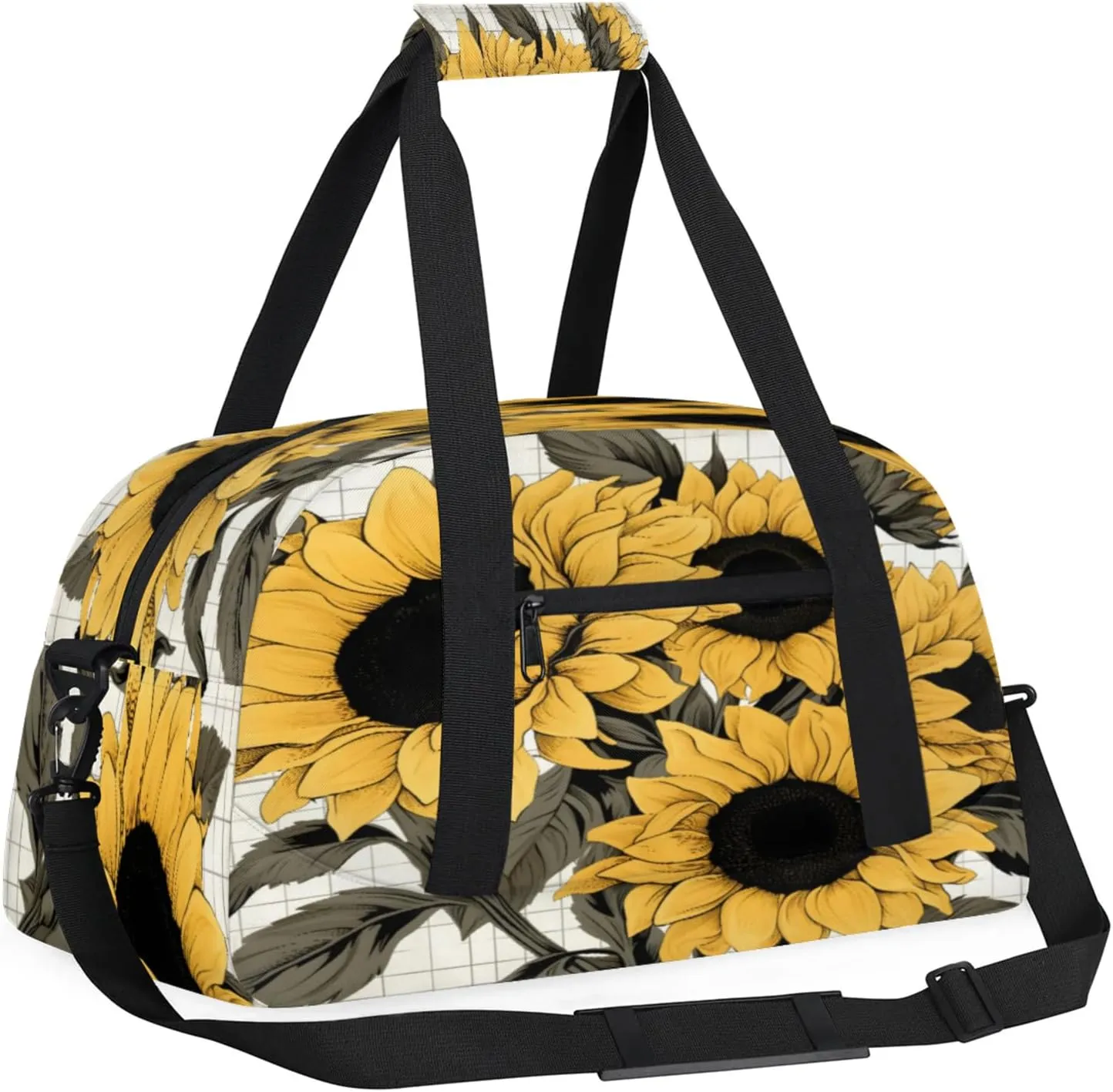 Yellow Sunflower Gym Bag for Women Men, Sports Travel Duffel Bag Lightweight Workout Bag Carry On Overnight Weekender Bag