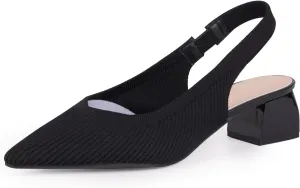 YEOJOU Women's Closed Toe Slingback Heels Kitten Heel Knit Pumps Dress Shoes