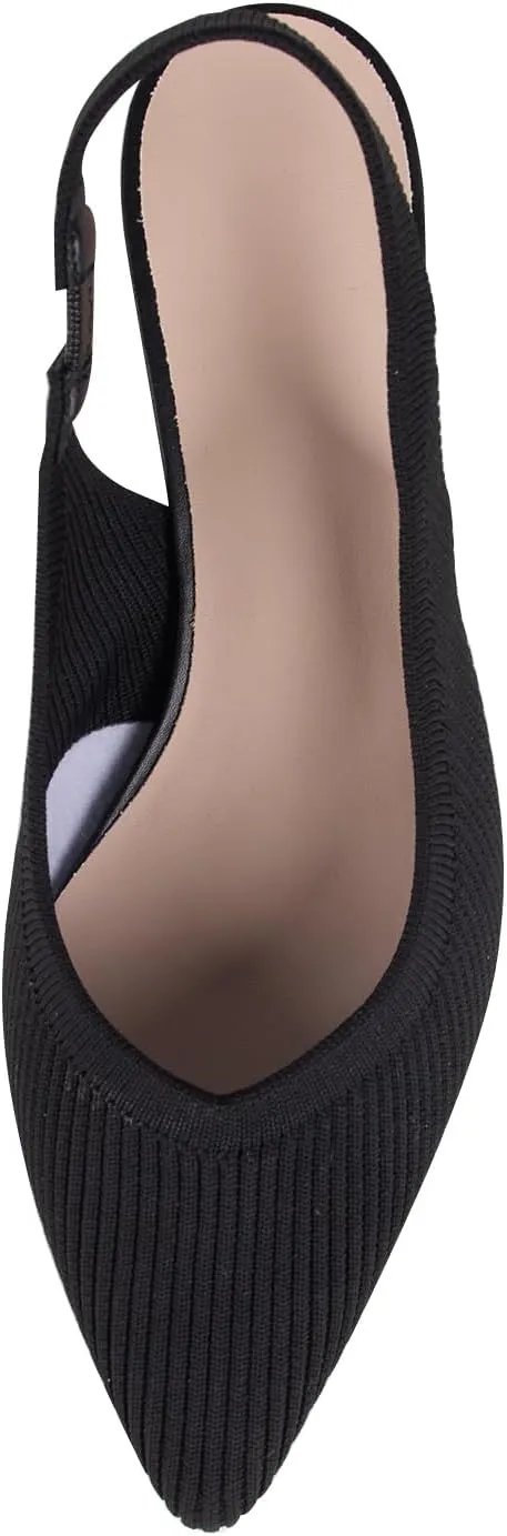 YEOJOU Women's Closed Toe Slingback Heels Kitten Heel Knit Pumps Dress Shoes