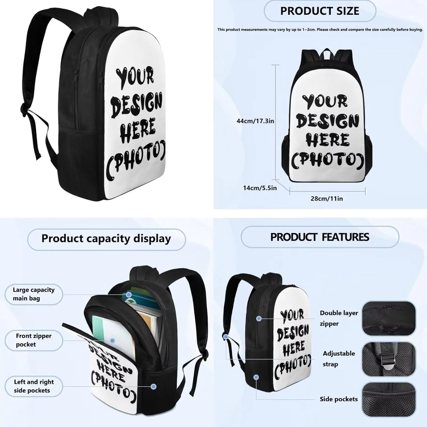 YEXIATODO Customized Kids School Supplies Backpack Set for 6-8 Years Teen Girls Boys School Book Bag with Lunch Box Pencil Case 4 in 1 for Elementary Middle Students Back Packs
