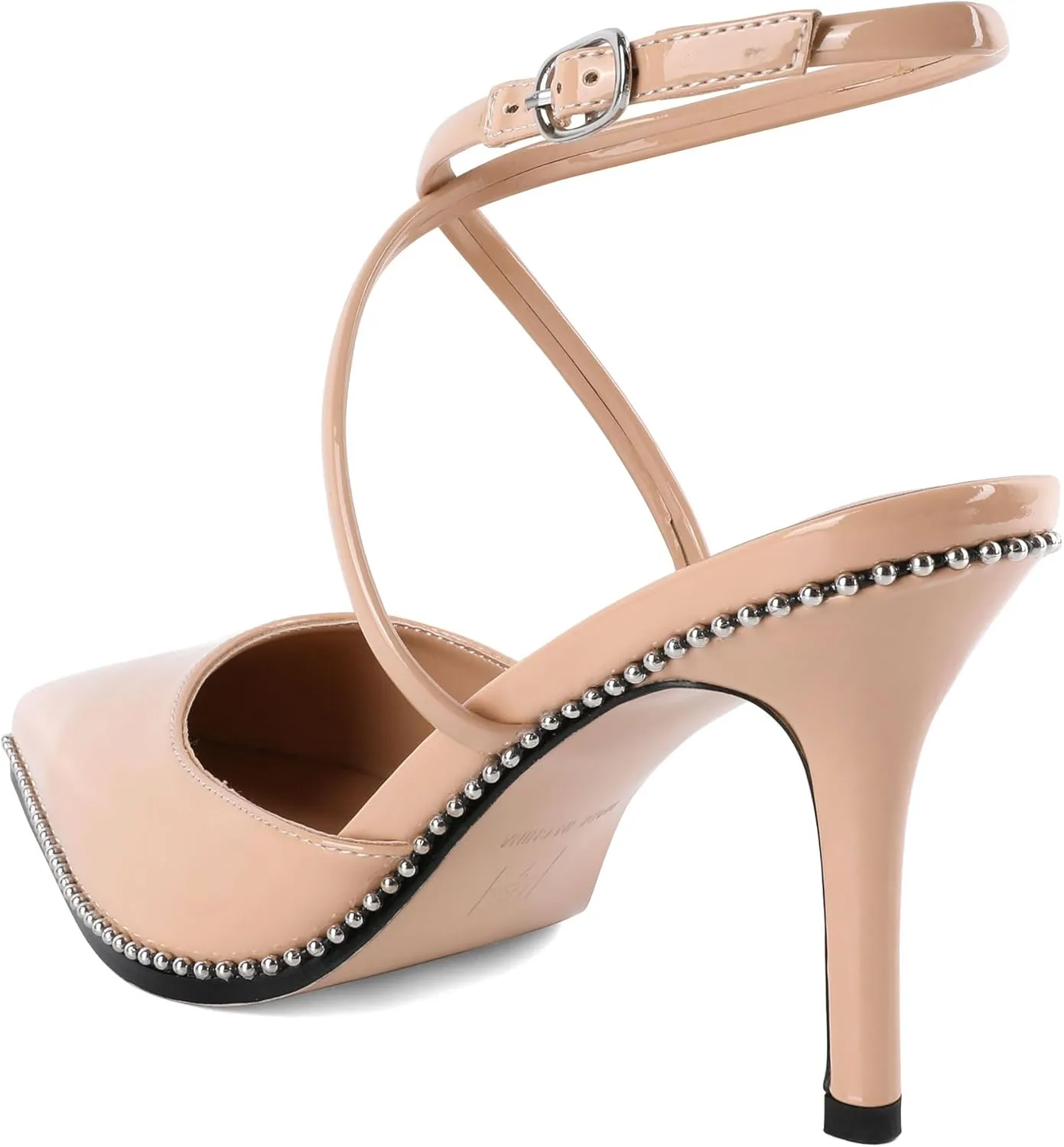 Zamikoo Sling Back High Heels Women Beaded Pointed Toe Crisscross Ankle Strap Stilettos Women Pumps