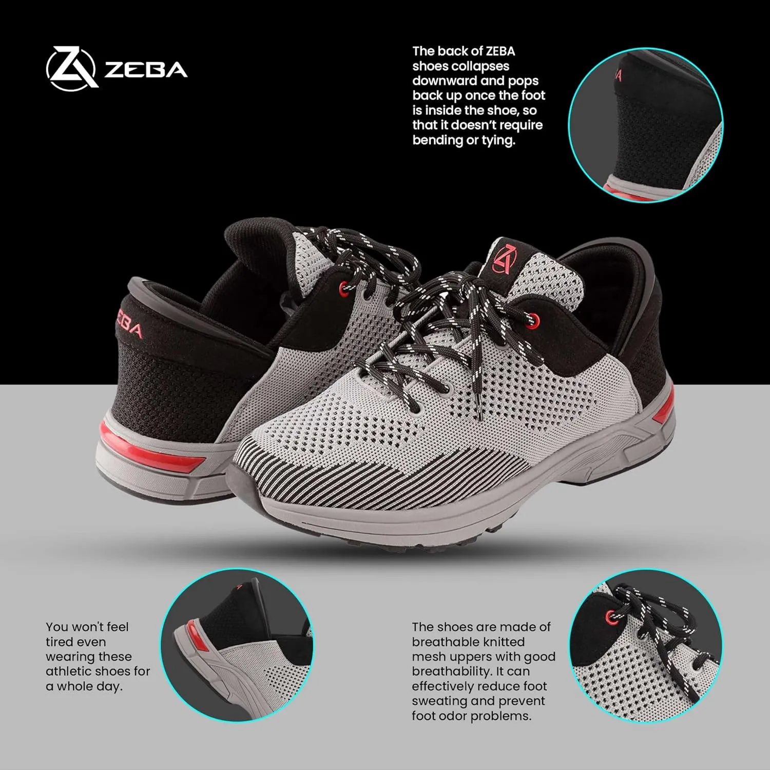 ZEBA Hands Free Slip on Sneakers for Men - Step Up Your Comfort and Style with Perfect Walking Shoes and Fashion Sneakers