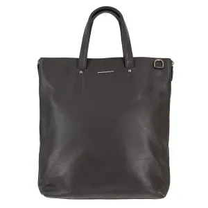 Zegna Brown Calfskin Grain Leather Multi-Pocket Office Laptop Zip Up Tote Bag