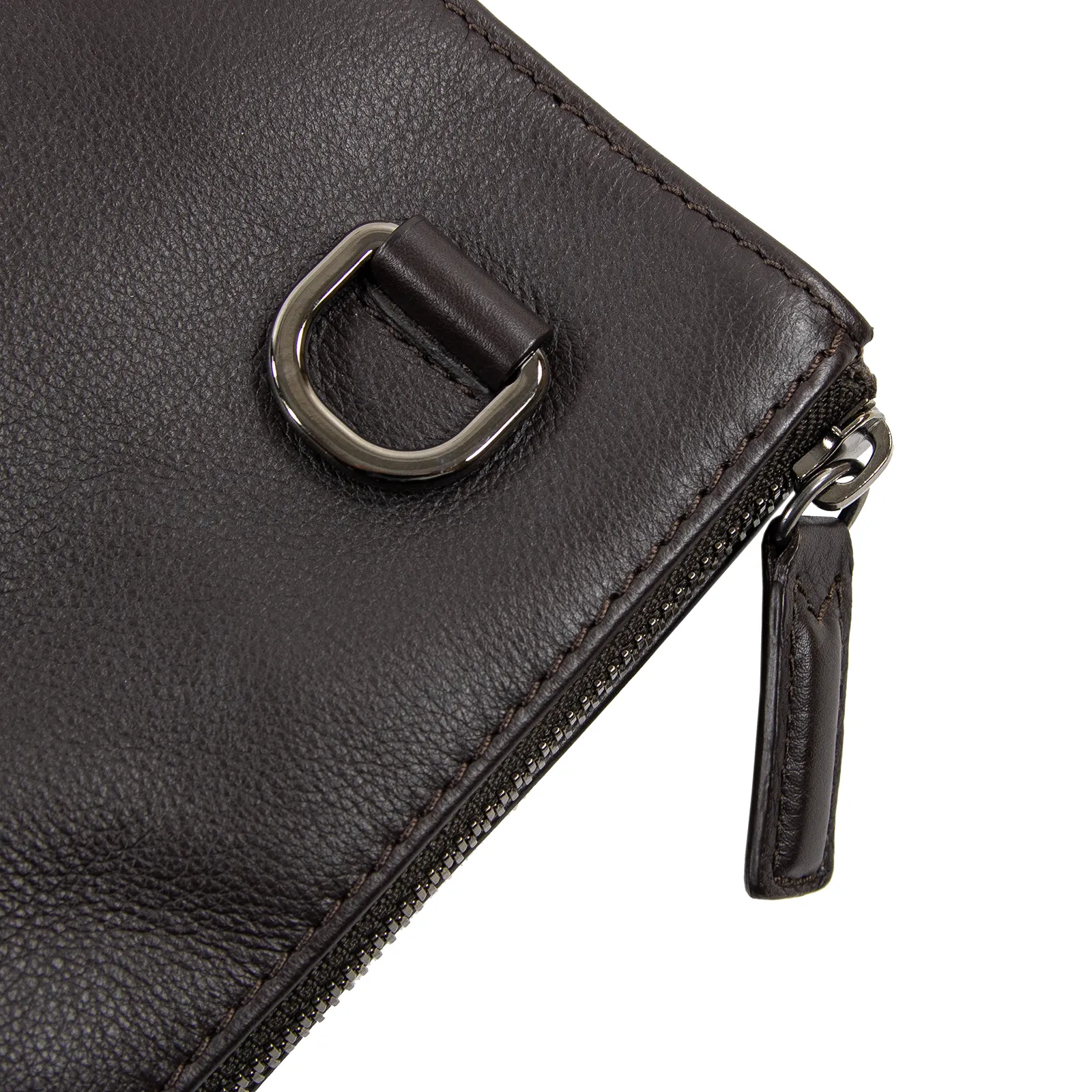 Zegna Brown Calfskin Grain Leather Multi-Pocket Office Laptop Zip Up Tote Bag