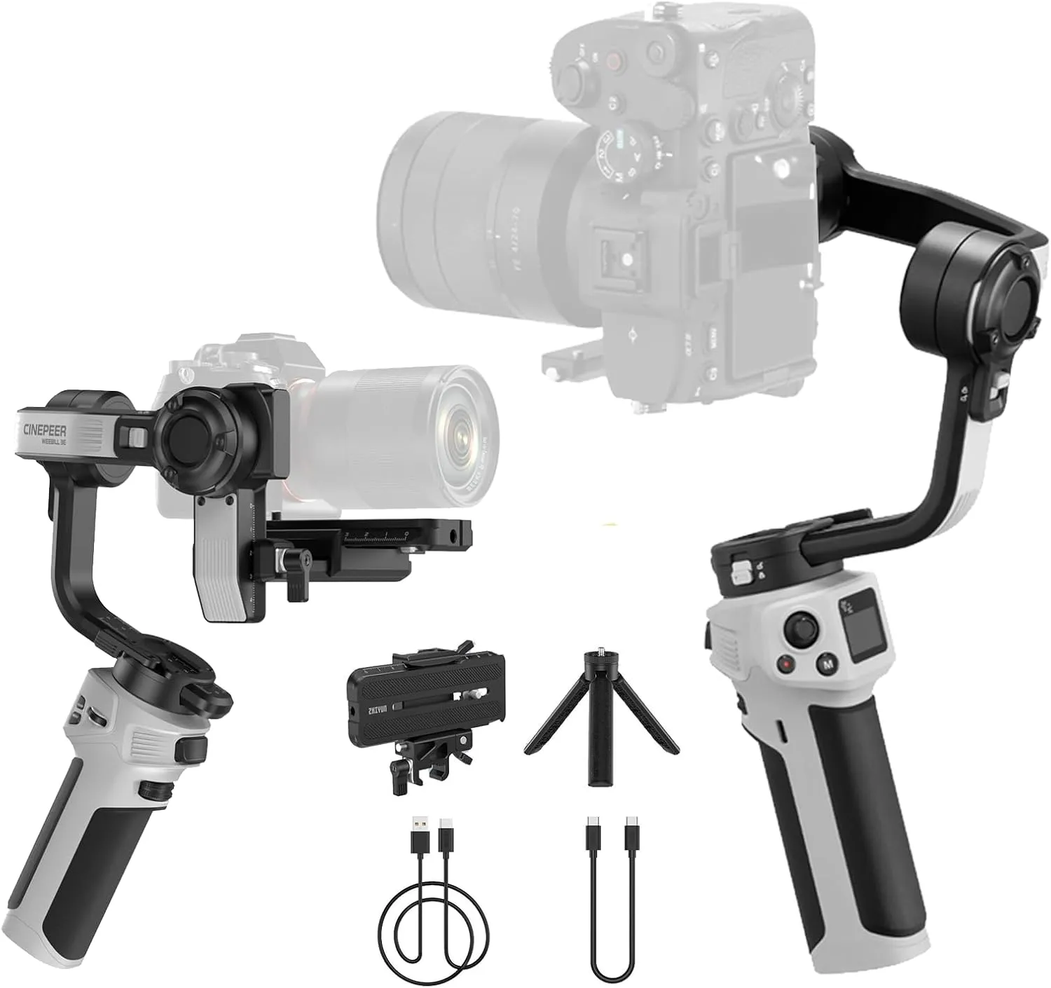 ZHIYUN CINEPEER WEEBILL 3E 3-Axis Gimbal Stabilizer for Canon/Sony/Panasonic/Nikon Camera,Up to 6.6lbs (3kg) Payload Extendable Sling Grip Native Vertical Shooting Handheld Camera Gimbal