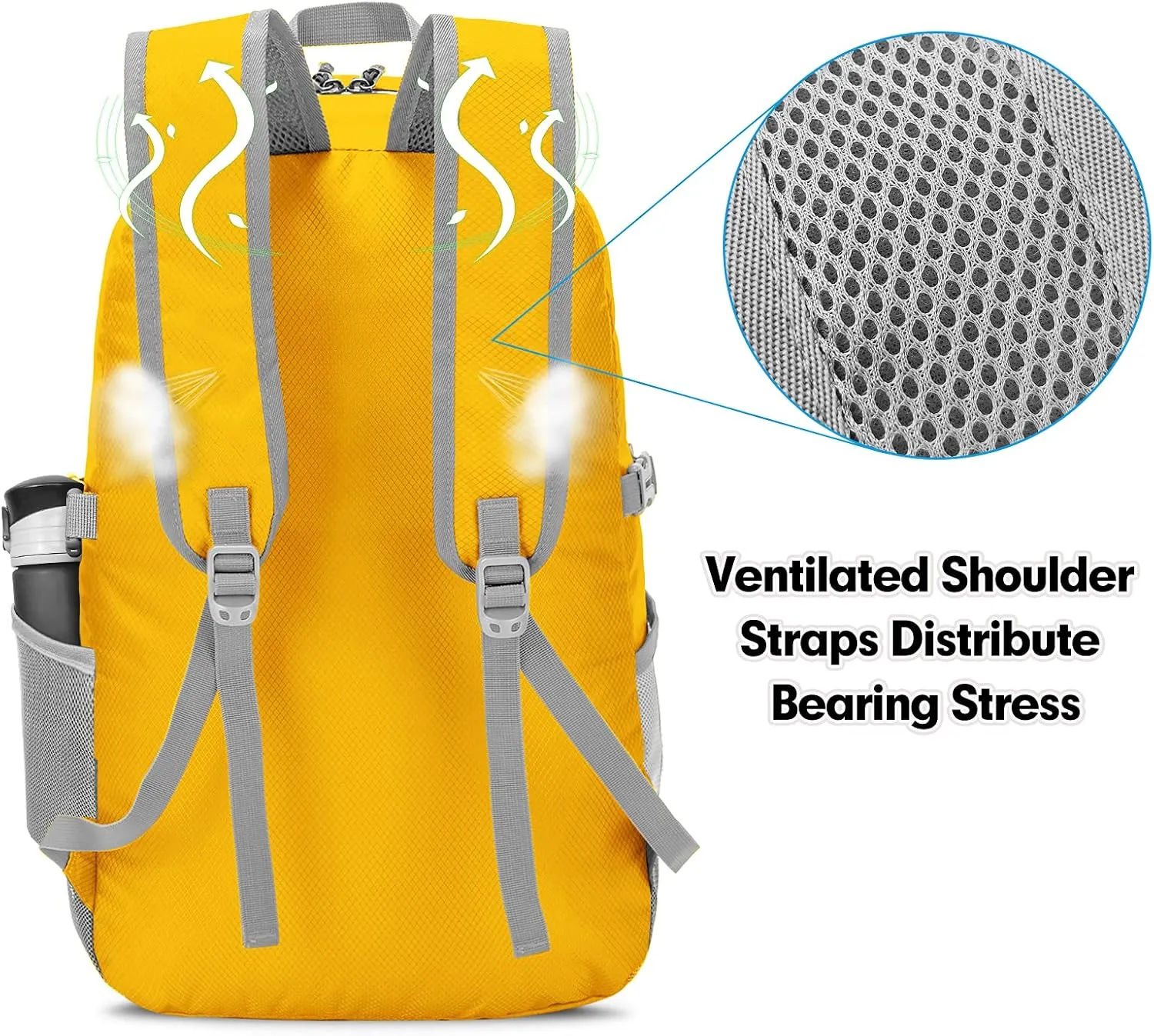 ZOMAKE Lightweight Packable Backpack - 35L Light Foldable Hiking Backpacks Water Resistant Collapsible Daypack for Travel(Yellow New)